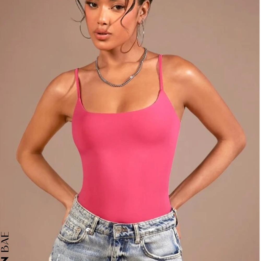 BRAND NEW Lace Up Backless Cami Crop Top Hot Pink